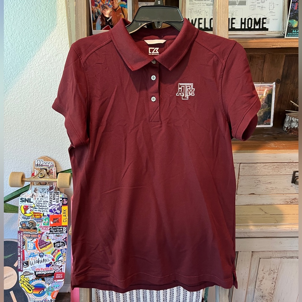 Cutter & Buck women’s Texas A&M stitched logo dry tech cotton polo size Large